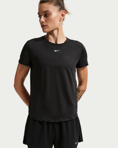 Nike One Classic Women's Dri-FIT Short-Sleeve Top - Black/White - View 1