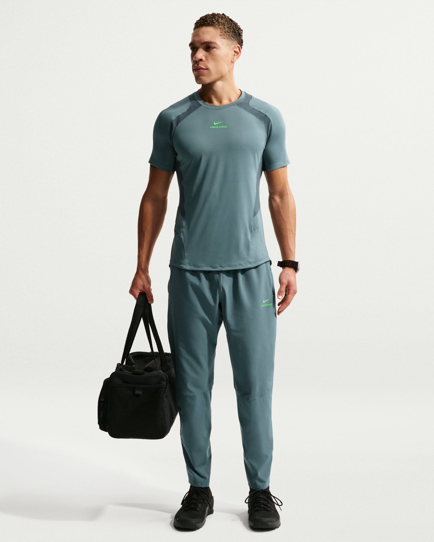 Nike Pro Training Men's Dri-FIT ADV Short-Sleeve Top - Mineral Slate/Faded Spruce/Green Strike - View 4