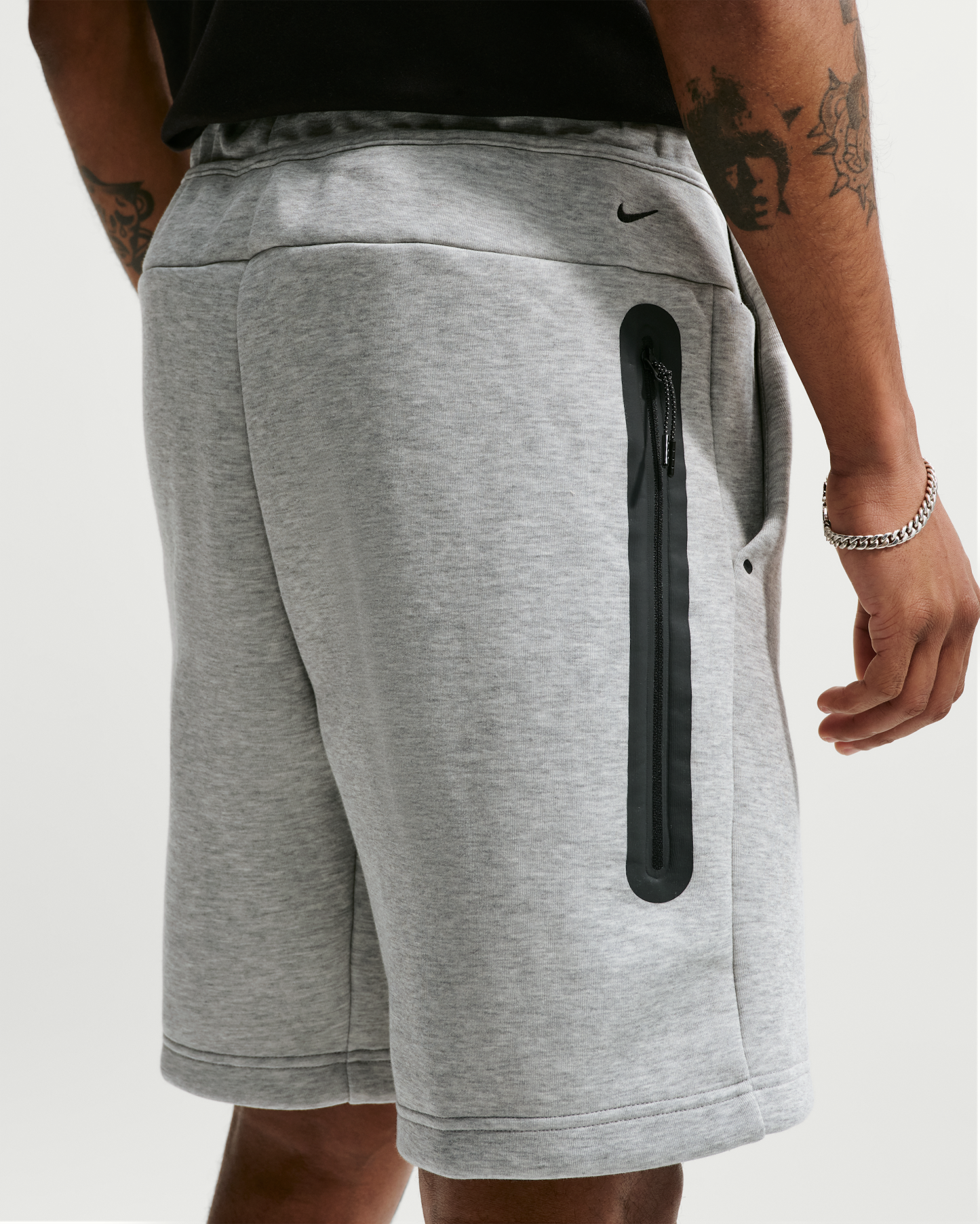 Nike Tech Men's Fleece Shorts - Dark Grey Heather/Black - View 3
