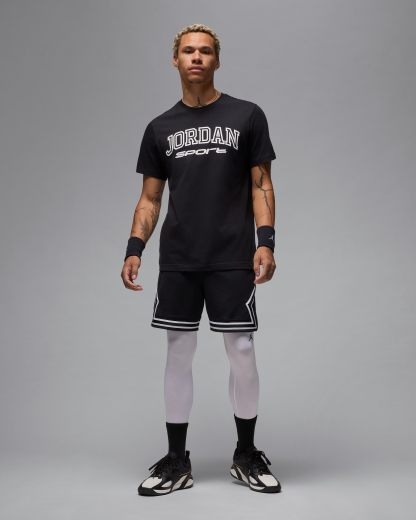 Jordan Sport Men's Dri-FIT 18cm (approx.) Mesh Diamond Shorts - Black/White/White - View 6