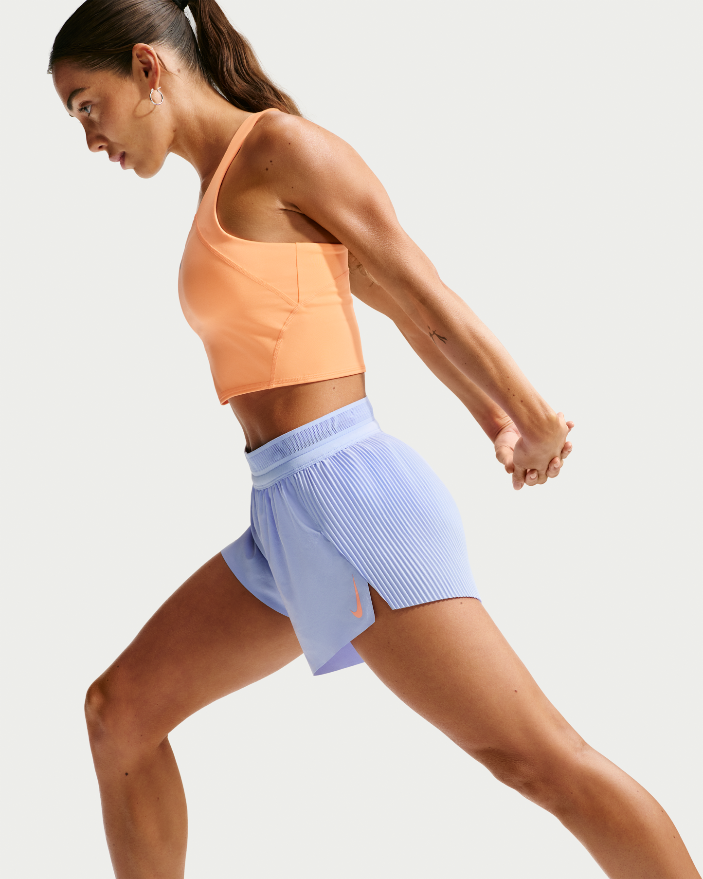 Nike AeroSwift Women's Dri-FIT ADV Mid-Rise 7.5cm (approx.) Brief-Lined Running Shorts - Aluminium/Black/White/Atomic Pink - View 4