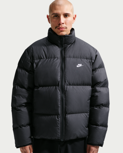 Nike Sportswear Club Men's Therma-FIT Down Puffer Jacket - Black/White - View 1