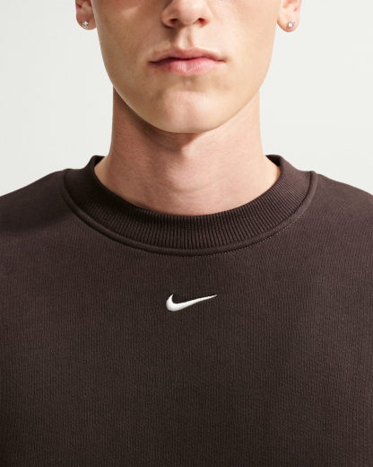 Nike Solo Fleece Men's Crew-Neck Sweatshirt - Velvet Brown/Sail - View 3