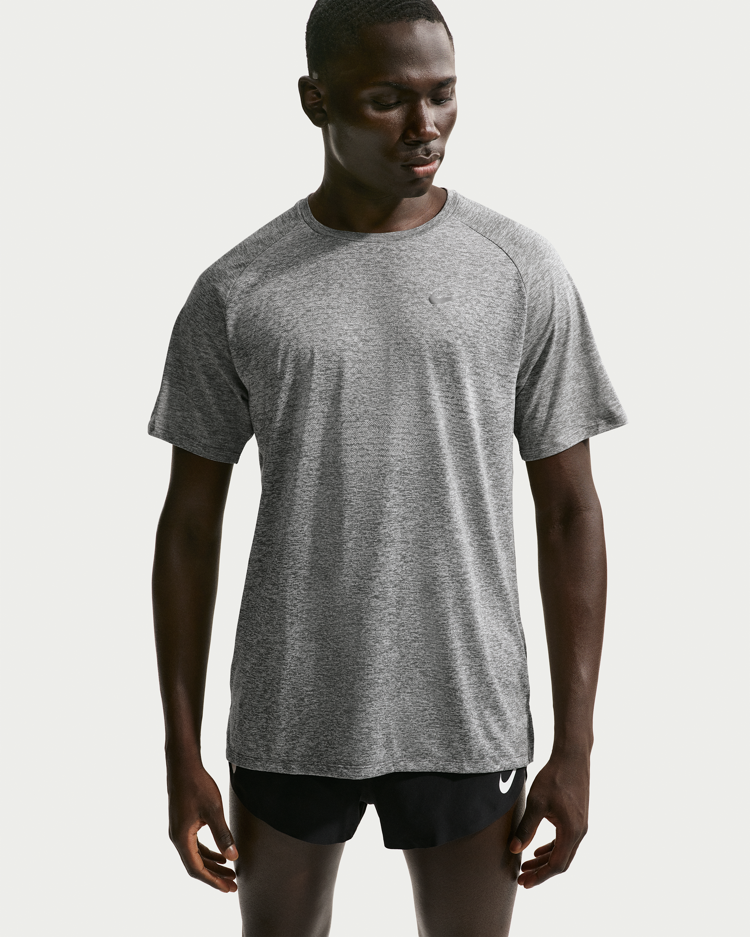 Nike Stride Men's Dri-FIT ADV Short-Sleeve Running Top - Smoke Grey/Heather - View 1