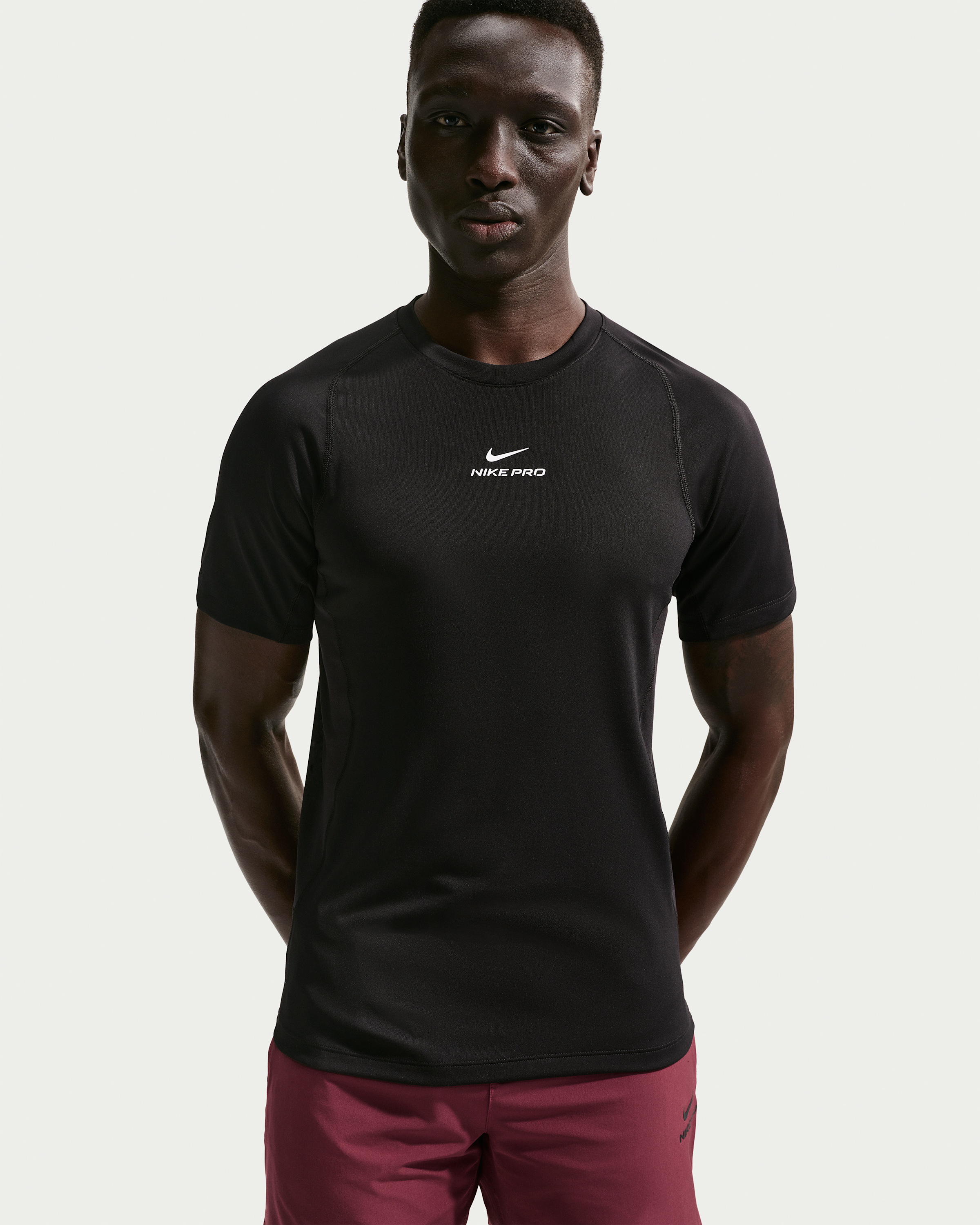 Nike Pro Training Men's Dri-FIT Short-Sleeve Top - Black/White - View 1