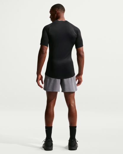 Nike Pro Men's Dri-FIT Tight Short-Sleeve Fitness Top - Black/White - View 5
