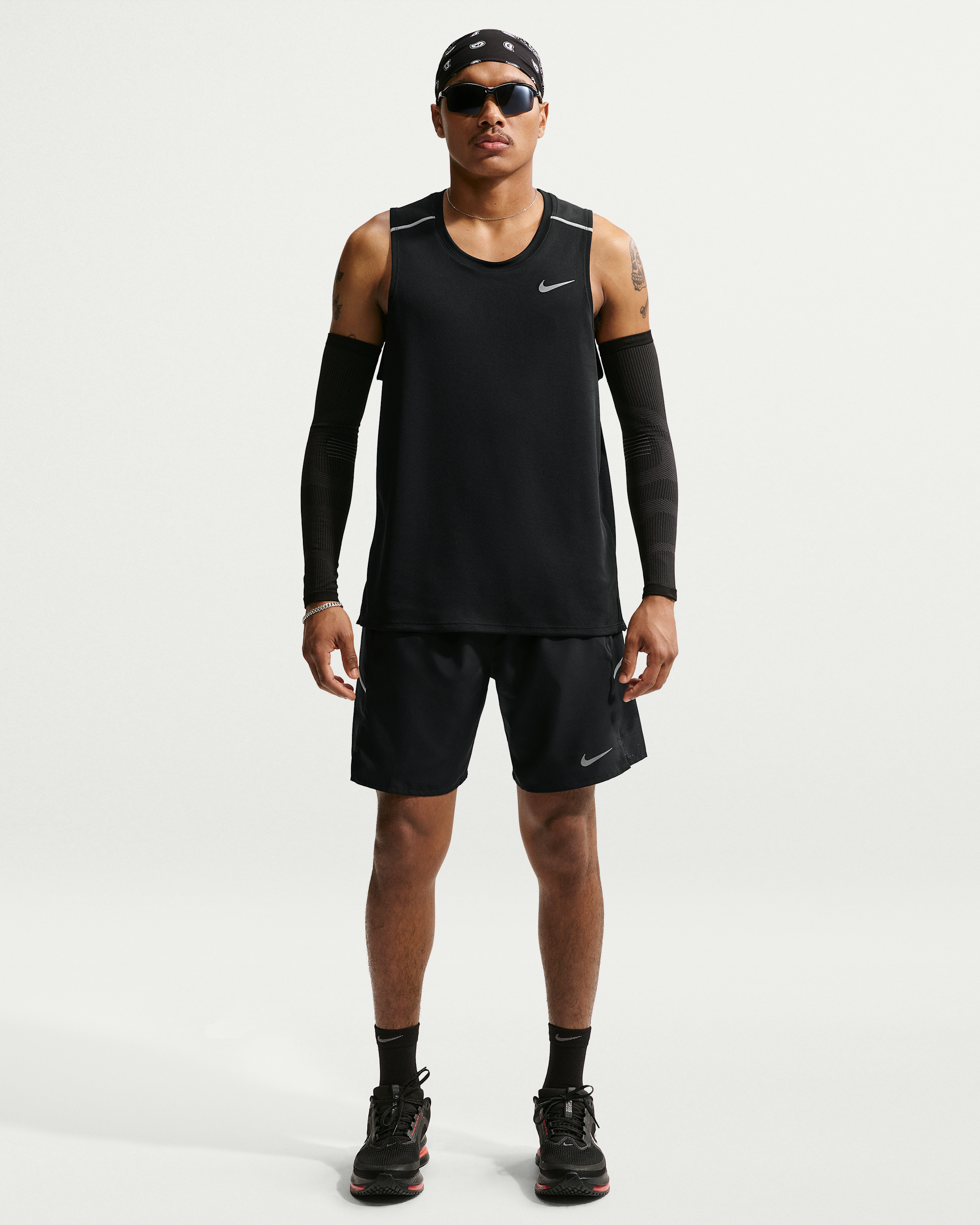 Nike Miler Men's Dri-FIT 18cm (approx.) Brief-Lined Running Shorts - Black/Black - View 1