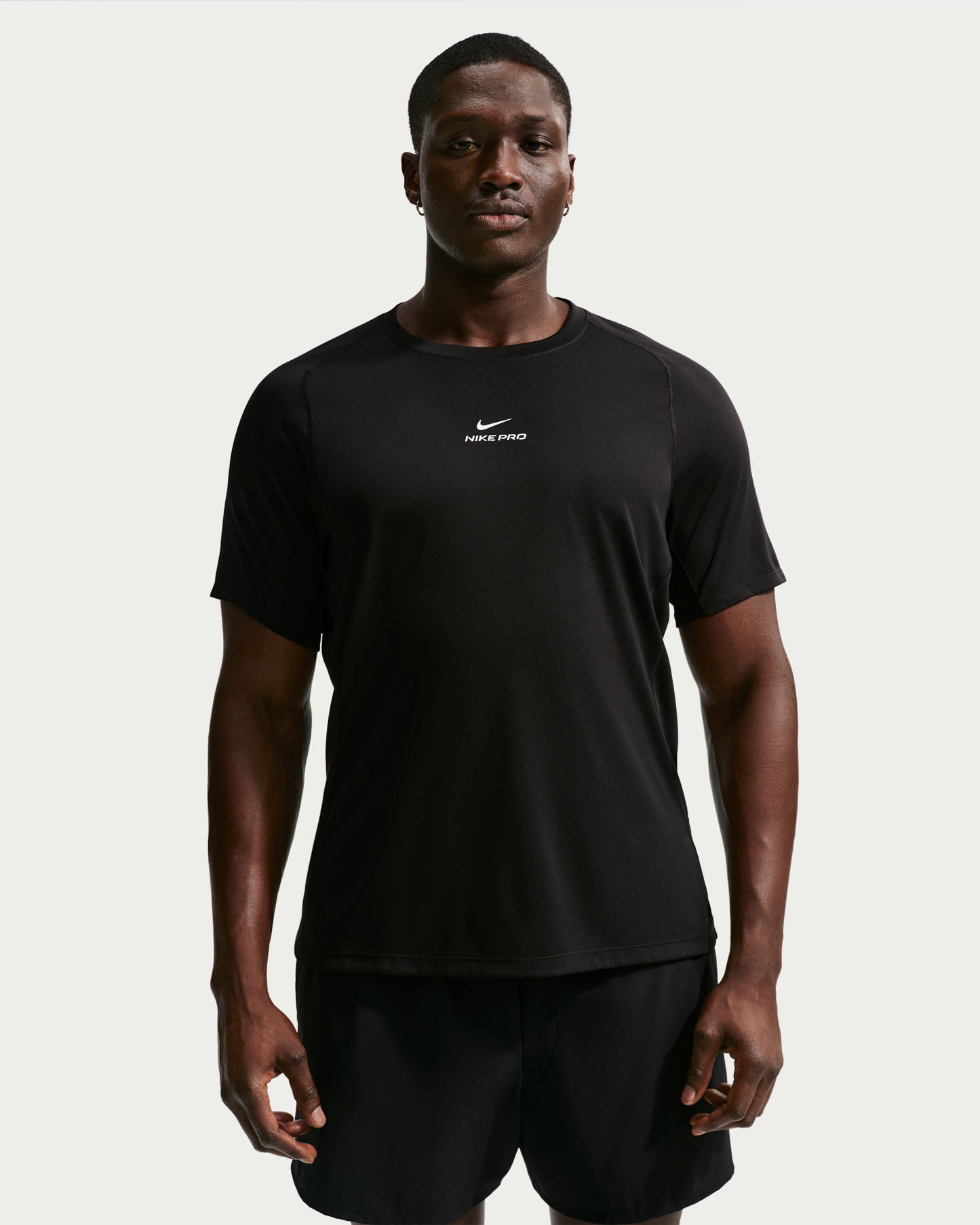 Nike Pro Training Men's Dri-FIT Short-Sleeve Top - Black/White - View 7