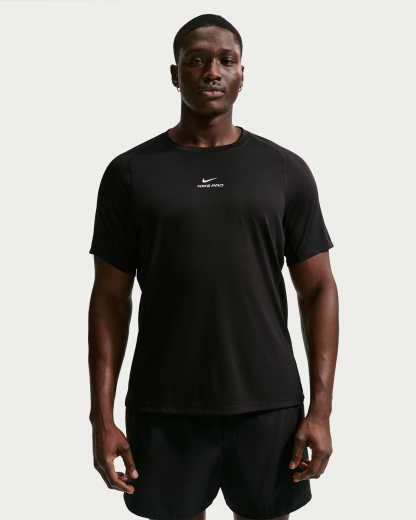 Nike Pro Training Men's Dri-FIT Short-Sleeve Top - Black/White - View 7
