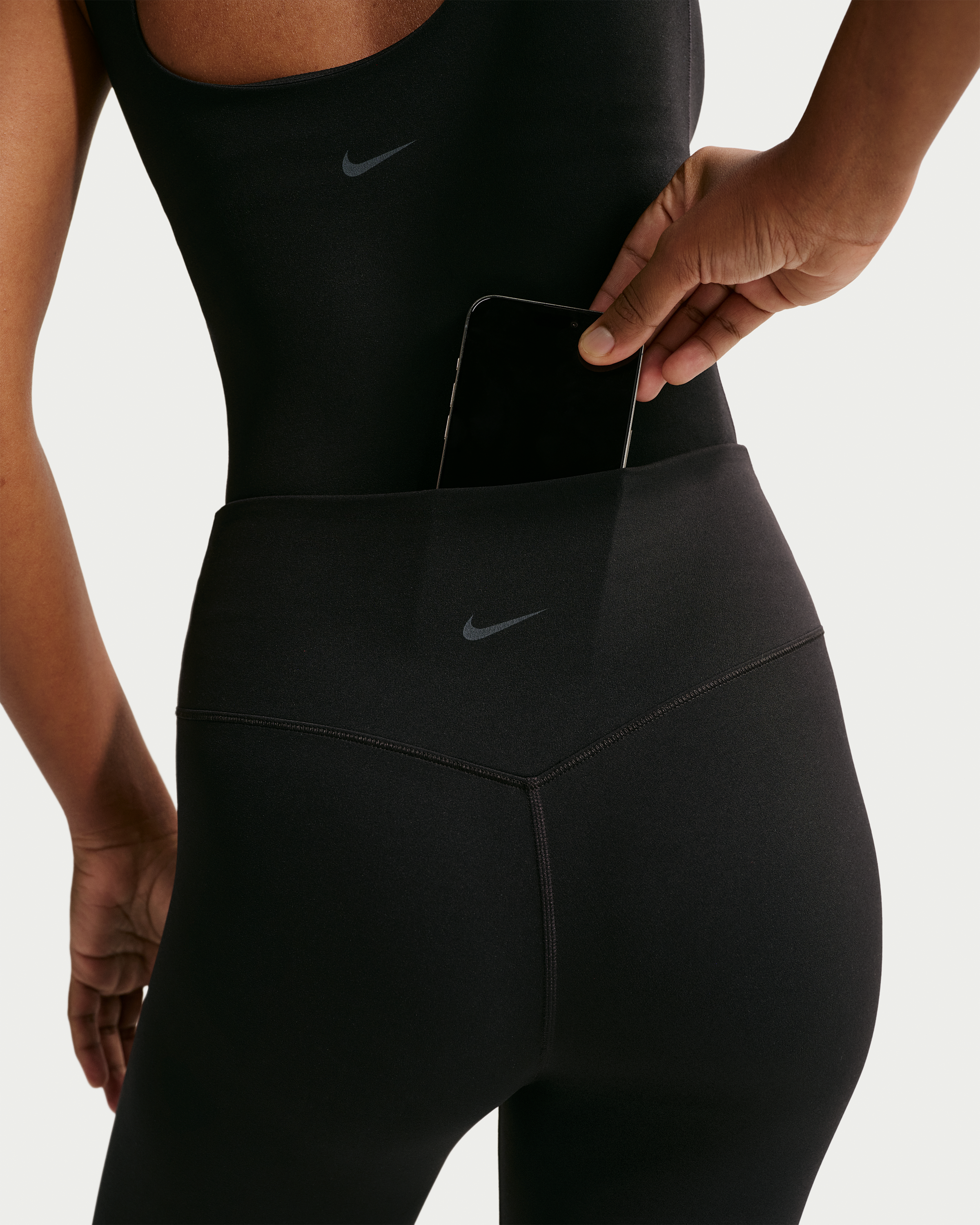 Nike Zenvy Women's High-Waisted Full-Length Leggings with No Front Seam - Black/Cool Grey - View 6