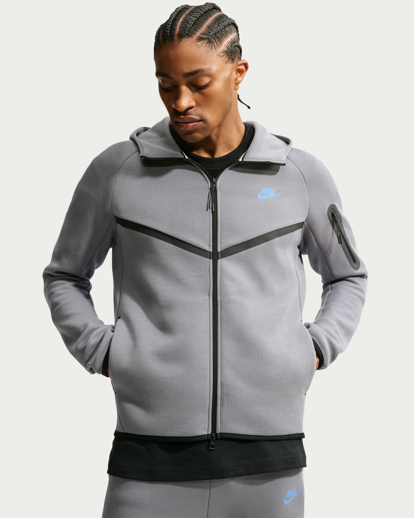 Nike Tech Men's Fleece Windrunner Full-Zip Jacket - Smoke Grey/Football Blue - View 1