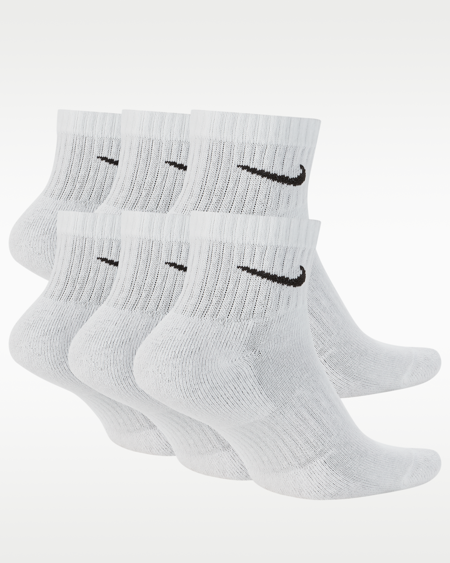 Nike Everyday Cushioned Training Ankle Socks (6 Pairs) - White/Black - View 2