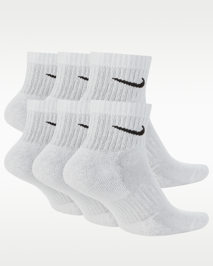 Nike Everyday Cushioned Training Ankle Socks (6 Pairs) - White/Black - View 2