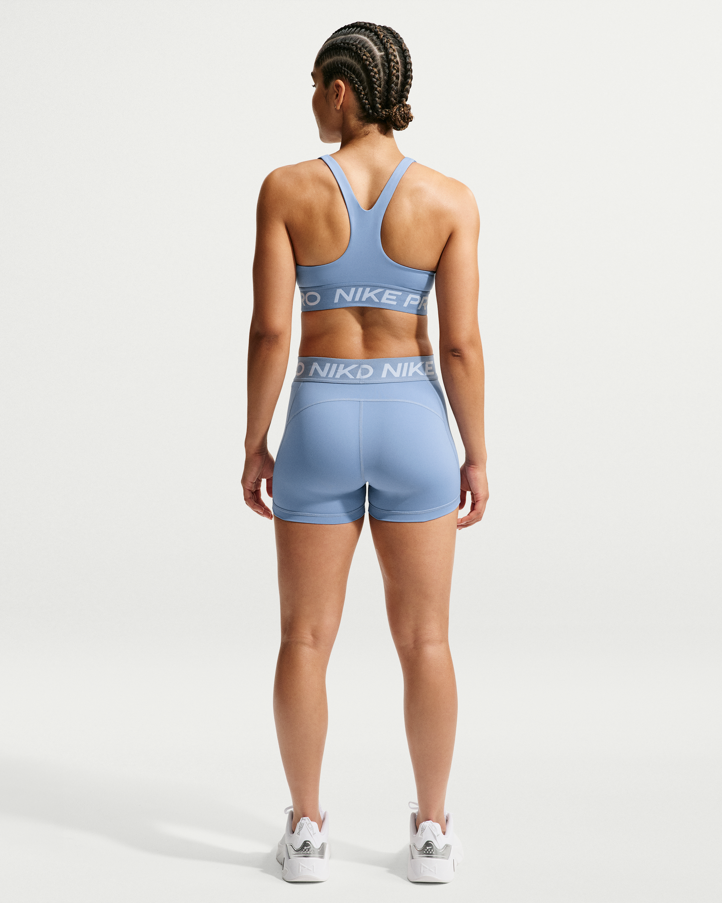 Nike Pro Women's Mid-Rise 7.5cm (approx.) Biker Shorts - Work Blue/White - View 5