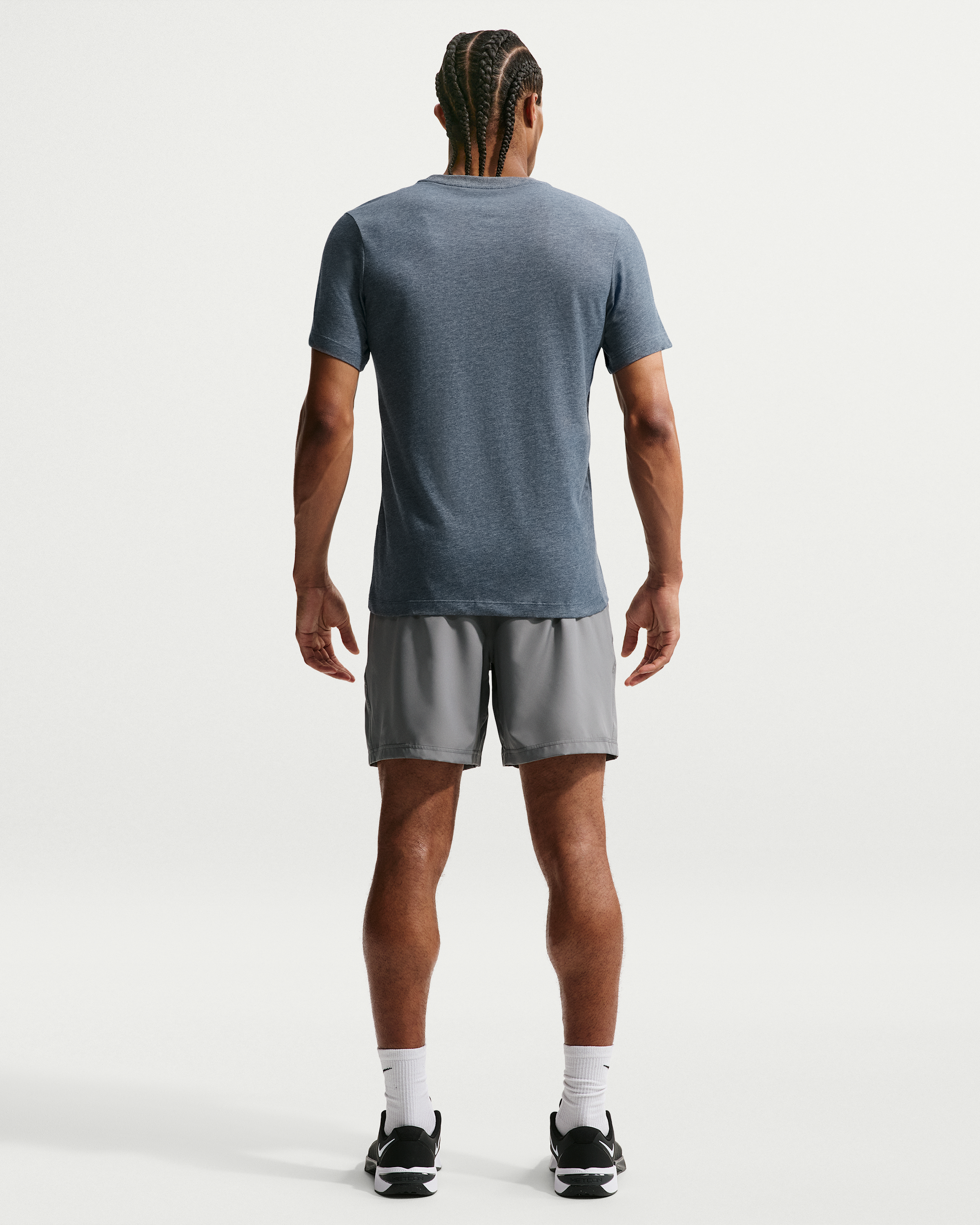 Nike Dri-FIT Men's Fitness T-Shirt - Obsidian Heather/Matte Silver - View 5