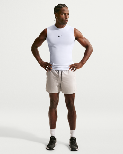 Nike Pro Men's Dri-FIT Tight Sleeveless Fitness Top - White/Black - View 4