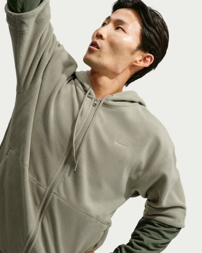 Nike Men's Therma-FIT Full-Zip Fleece Hoodie - Light Army/Camo Green/Light Army - View 3