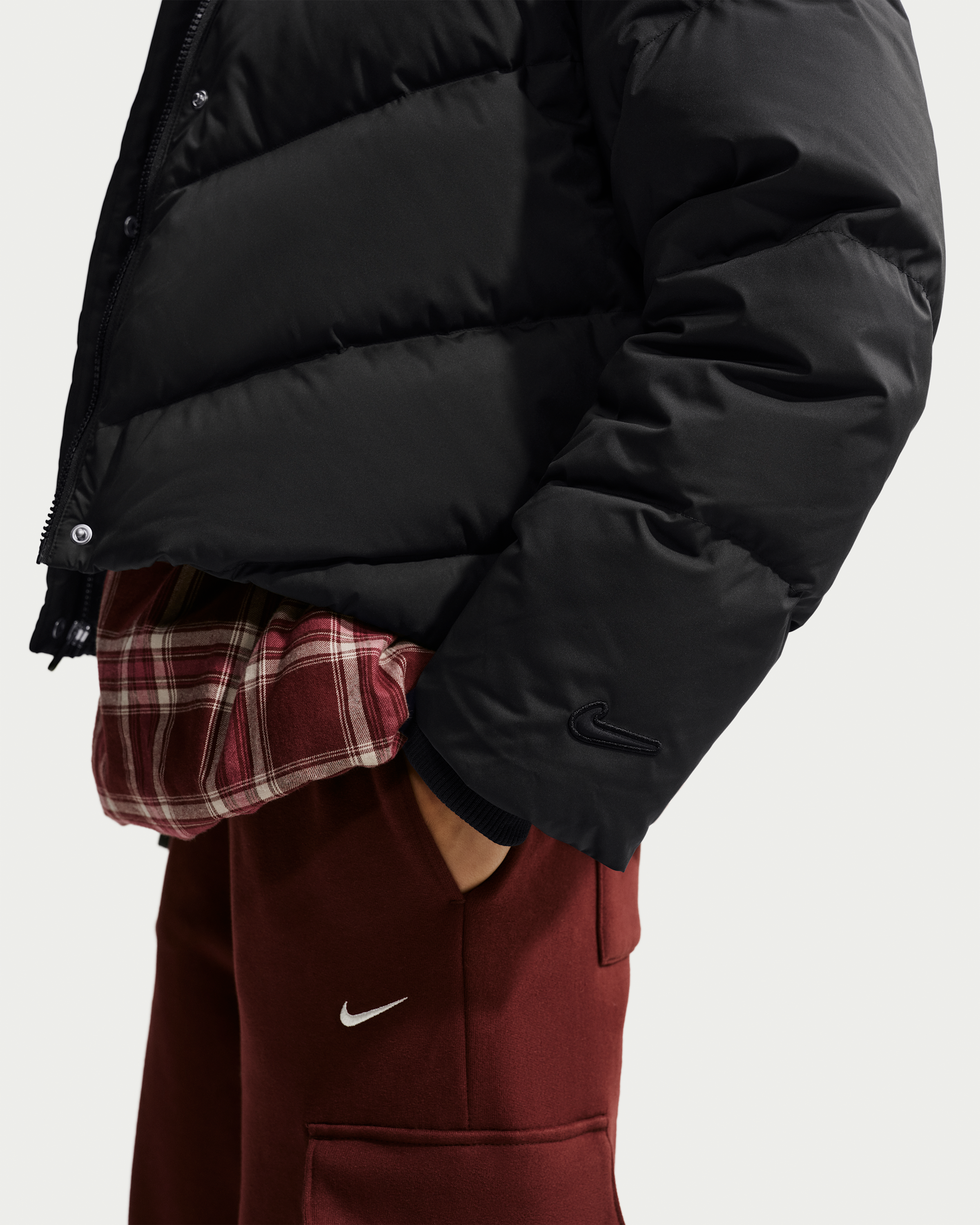 Nike Sportswear Swoosh Series Women's Loose Storm-FIT Hooded Down Jacket - Black/Iron Grey/Black - View 3