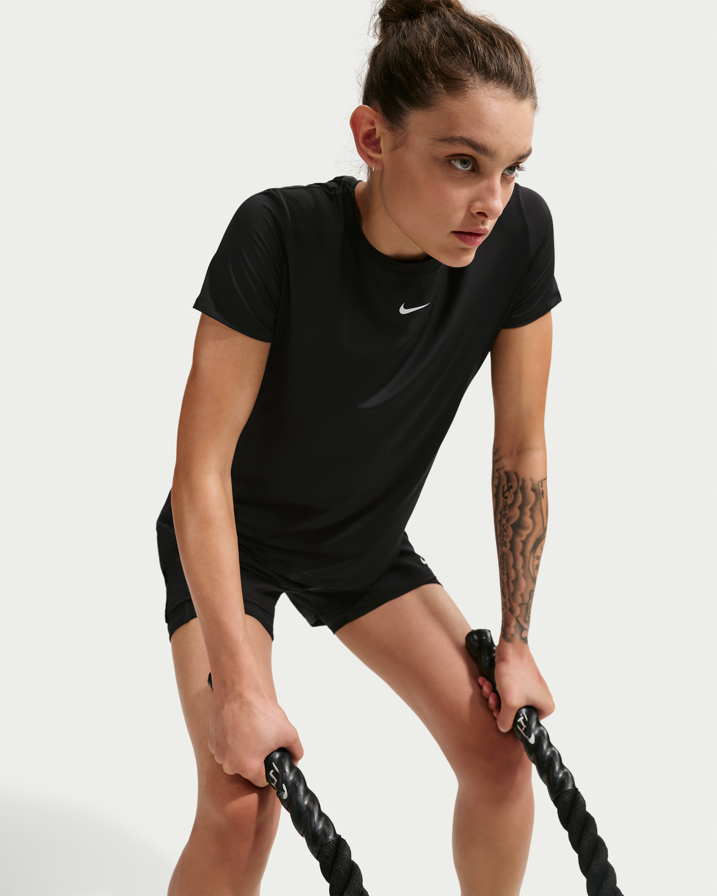 Nike One Classic Women's Dri-FIT Short-Sleeve Top - Black/White - View 3