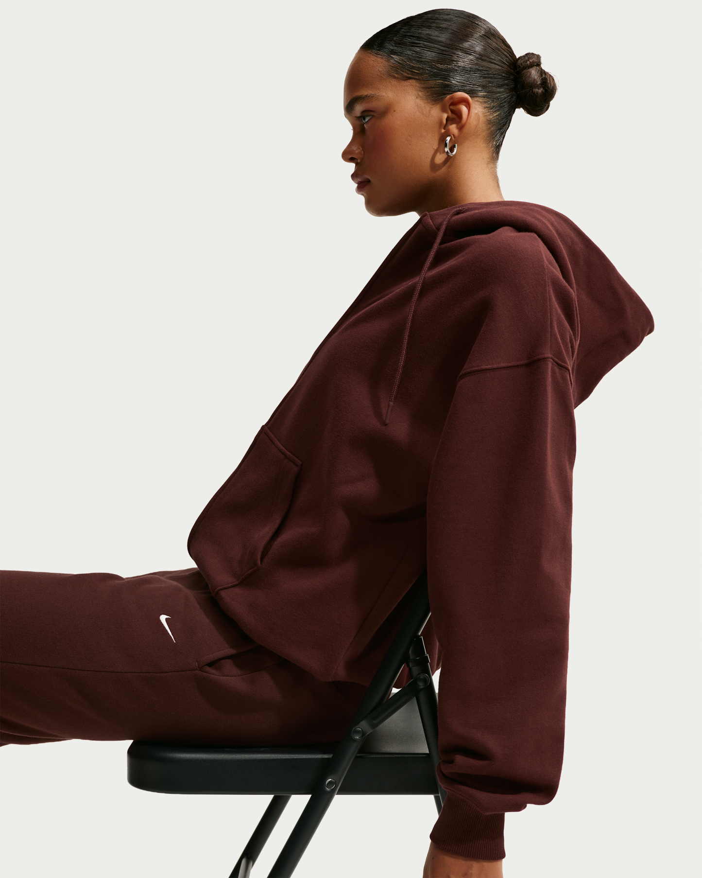 Nike Studio Fleece Medium Weight Women's Oversized Full-Zip Hoodie - Mystic Dates/Sail - View 3
