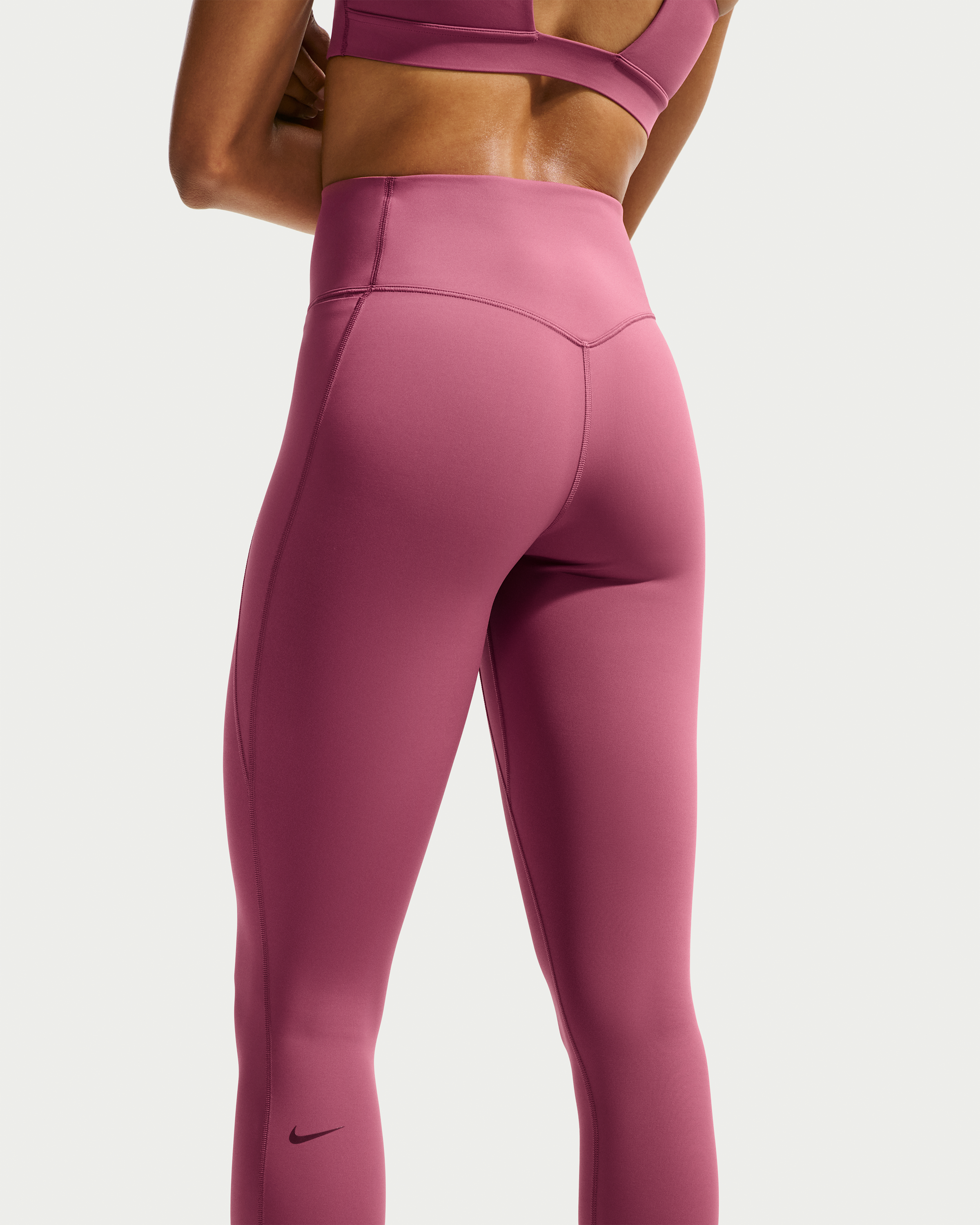 Nike Universa Women's High-Waisted Full-Length Leggings with No Front Seam - Pink Smoke/Pink Smoke/Mystic Dates - View 3