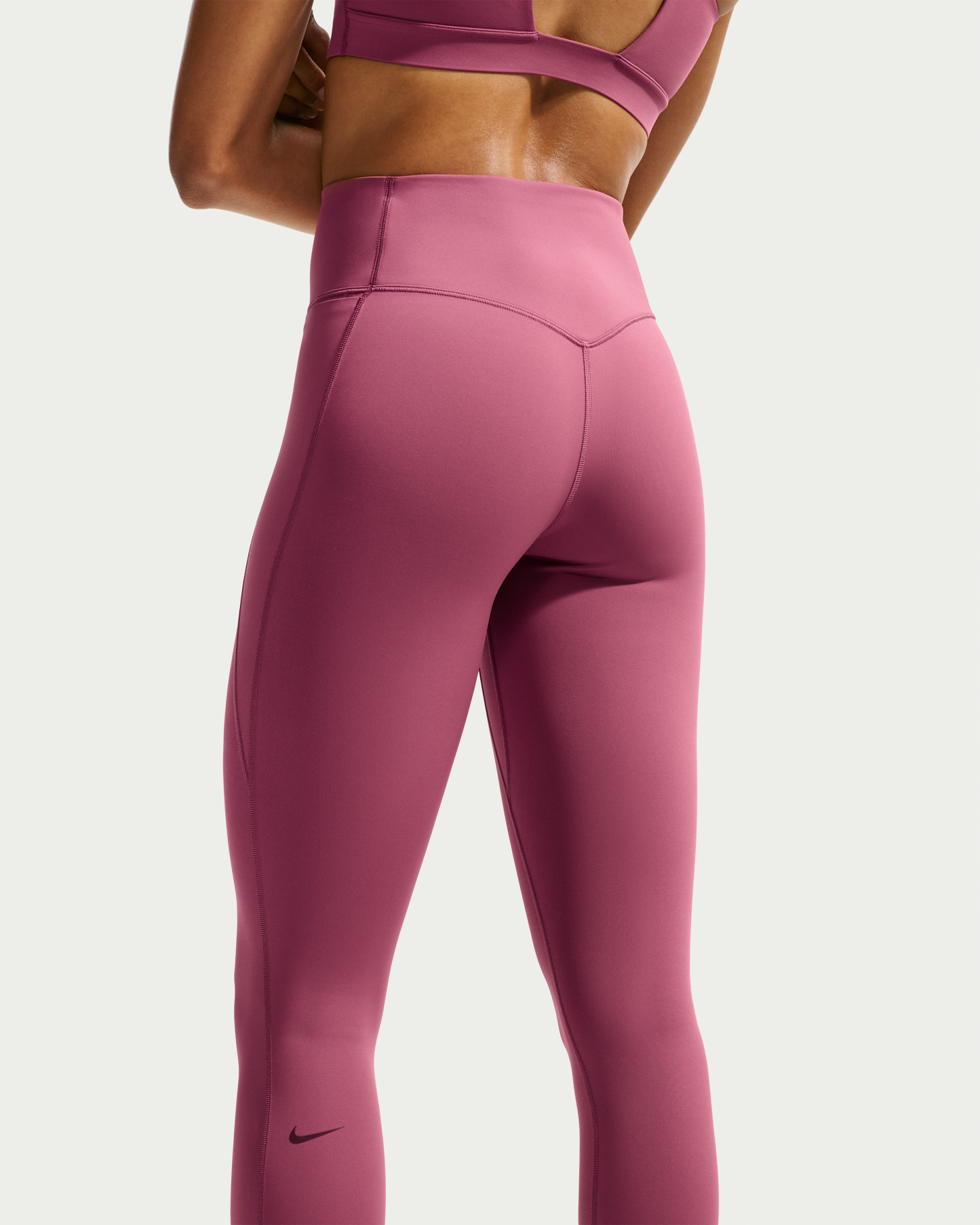 Nike Universa Women's High-Waisted Full-Length Leggings with No Front Seam - Pink Smoke/Pink Smoke/Mystic Dates - View 3