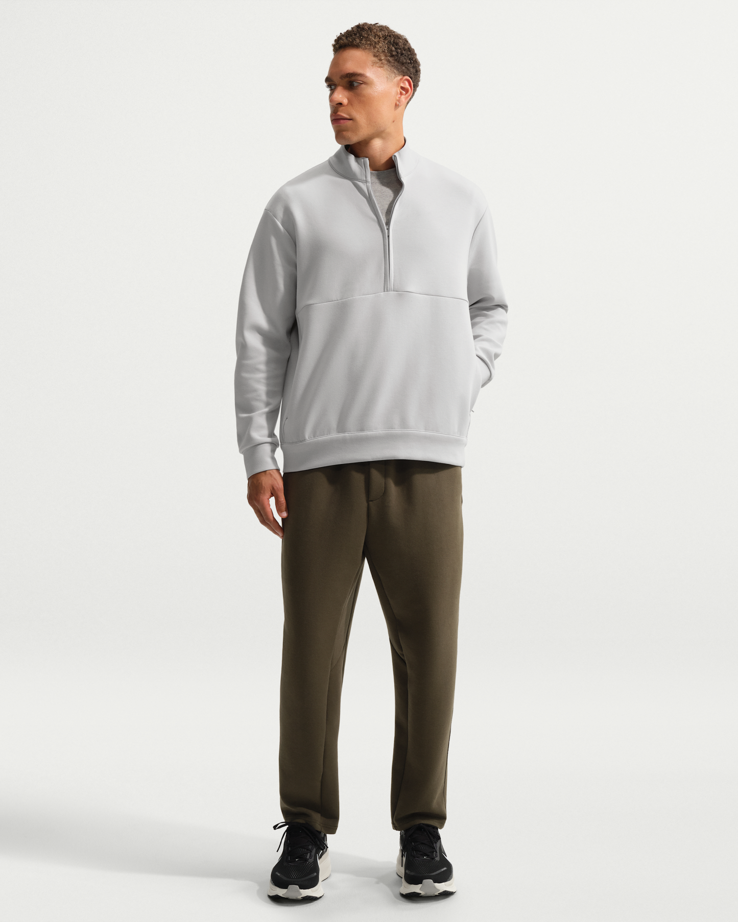 Nike 24.7 ImpossiblySoft Men's Dri-FIT 1/2-Zip Top - Grey Fog/Light Smoke Grey - View 4