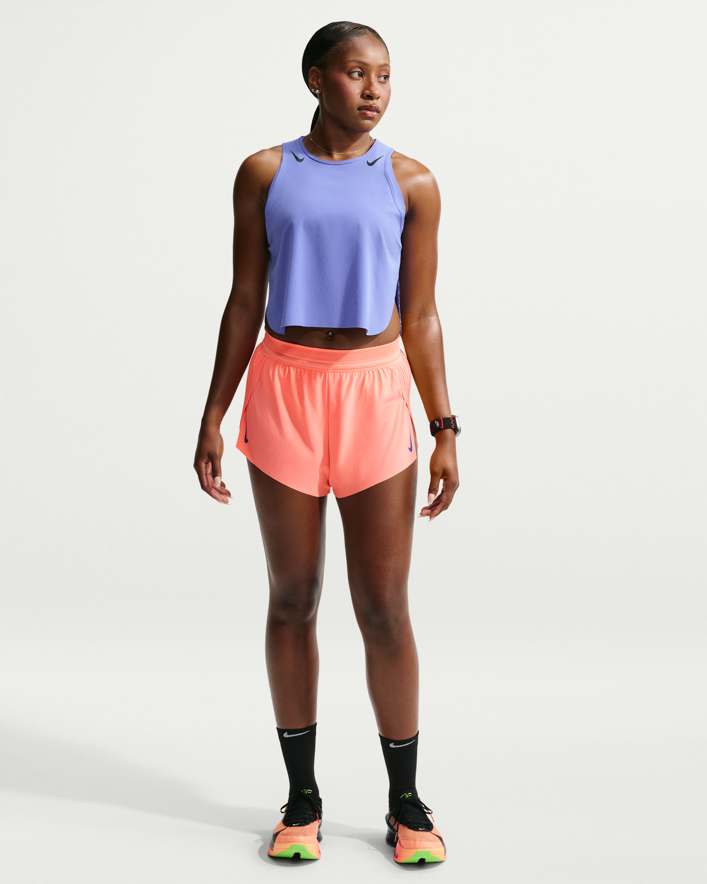 Nike AeroSwift Women's Dri-FIT ADV Mid-Rise 7.5cm (approx.) Brief-Lined Running Shorts - Atomic Pink/Black/White/Old Royal - View 1