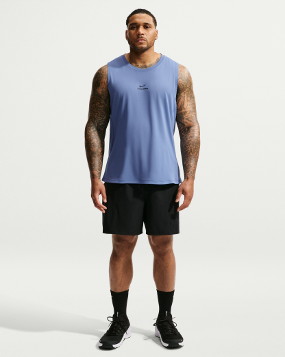 Nike Pro Men's Dri-FIT Training Tank - Indigo Storm/Black - View 10