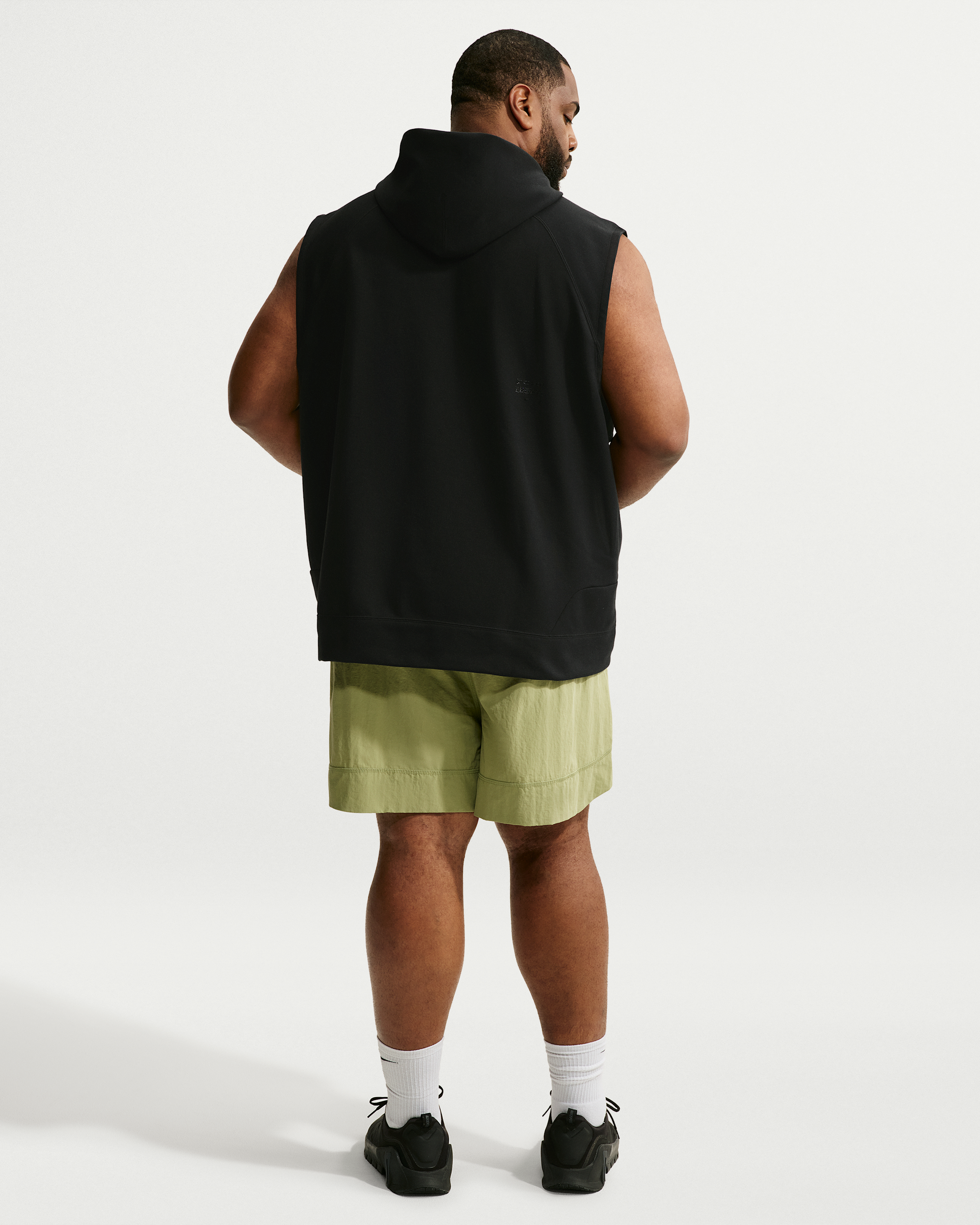 Nike N.A.C. Men's Dri-FIT Fleece Sleeveless Training Hoodie - Black/Black - View 10