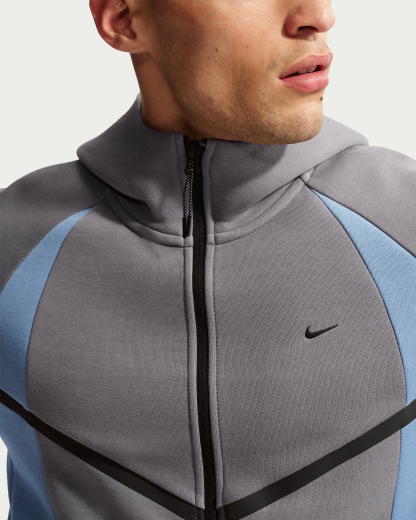 Nike Tech Men's Colour-Block Full-Zip Fleece Windrunner Jacket - Pencil Point/Work Blue/Black - View 3