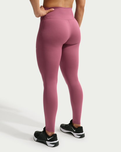 Nike One Seamless Front Women's High-Waisted Full-Length Leggings - Pink Smoke/White - View 3