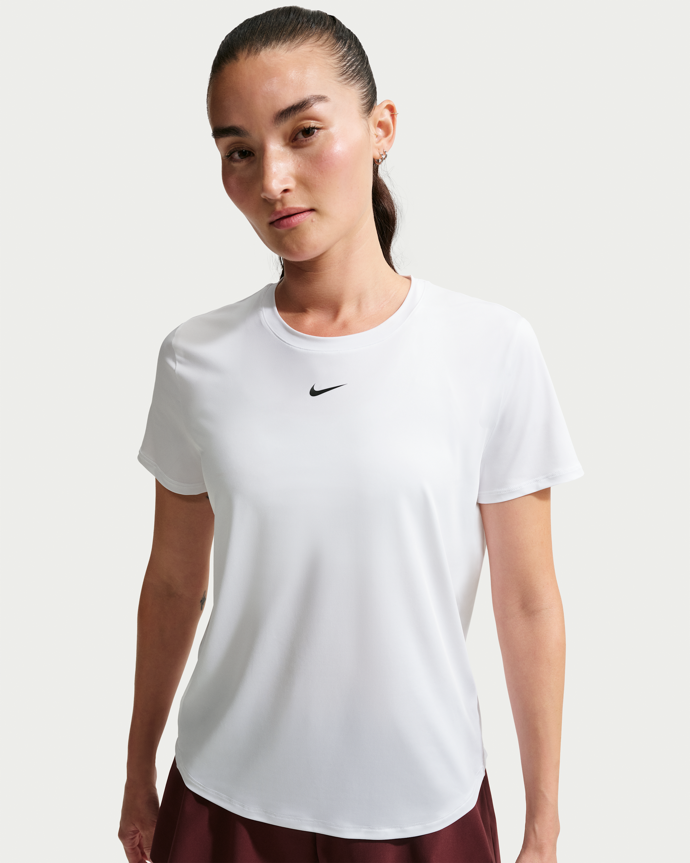 Nike One Classic Women's Dri-FIT Short-Sleeve Top - White/Black - View 1
