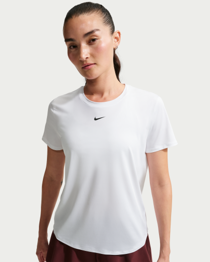 Nike One Classic Women's Dri-FIT Short-Sleeve Top - White/Black - View 1