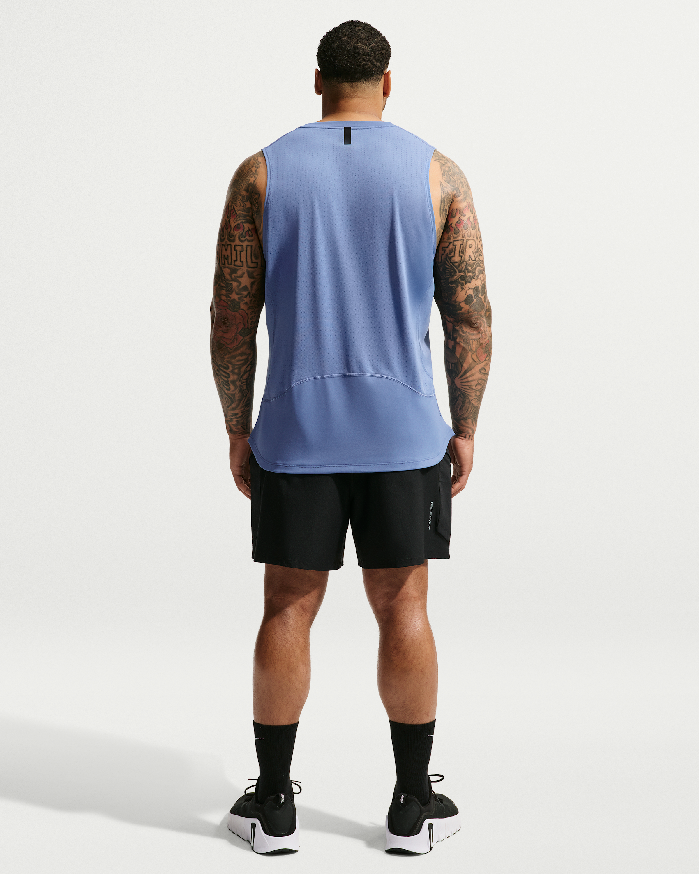 Nike Pro Men's Dri-FIT Training Tank - Indigo Storm/Black - View 11