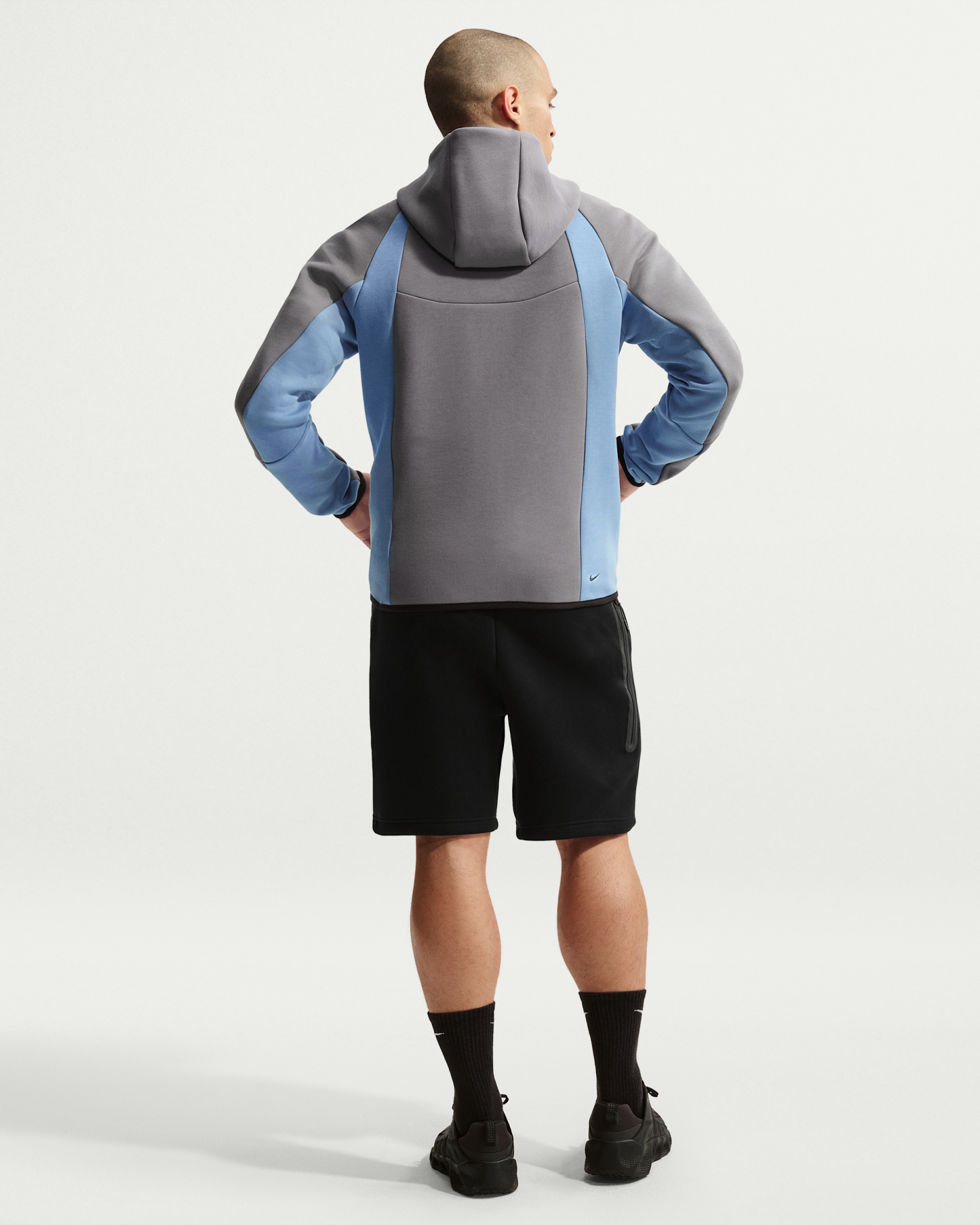 Nike Tech Men's Colour-Block Full-Zip Fleece Windrunner Jacket - Pencil Point/Work Blue/Black - View 5