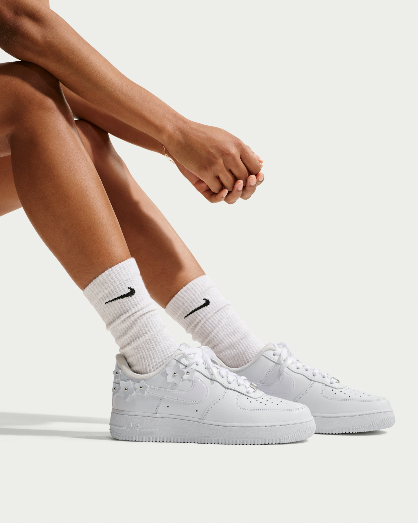 Nike Air Force 1 '07 'Florette' Women's Shoes - White/Wolf Grey/Metallic Silver/White - View 9