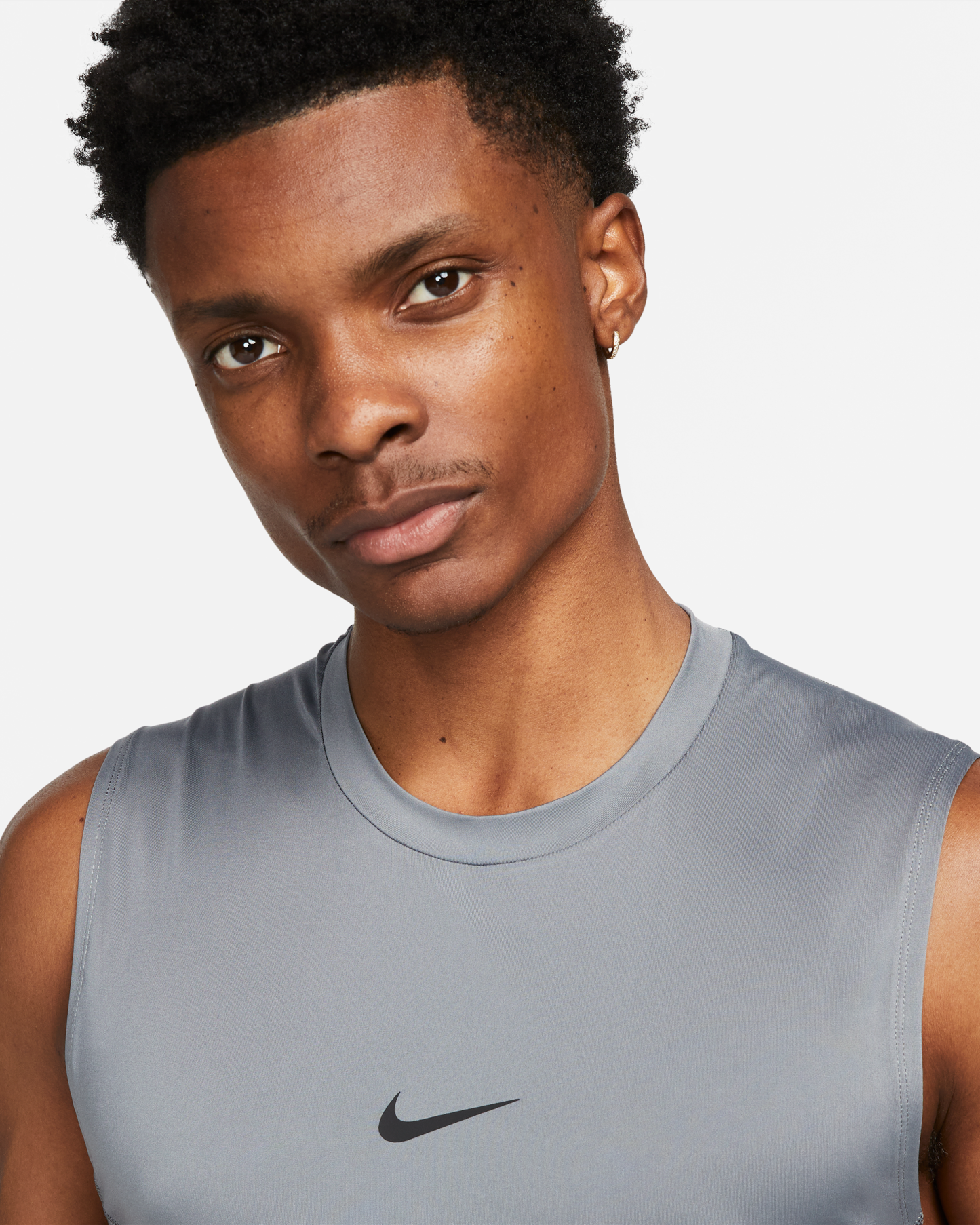 Nike Pro Men's Dri-FIT Tight Sleeveless Fitness Top - Smoke Grey/Black - View 3
