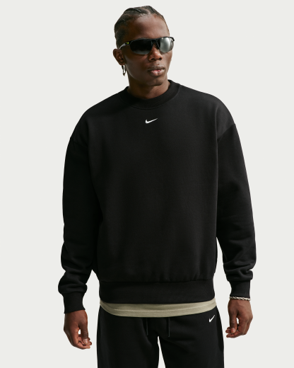 Nike Solo Fleece Men's Crew-Neck Sweatshirt - Total Black/Sail - View 1