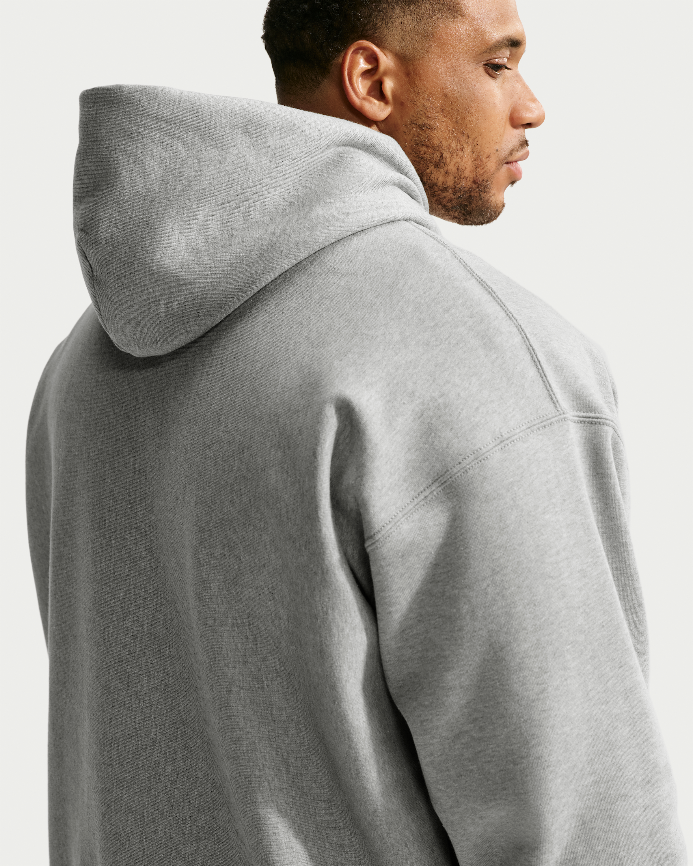 Nike Solo Swoosh Men's Pullover Hoodie - Dark Grey Heather/Light Smoke Grey/White - View 7