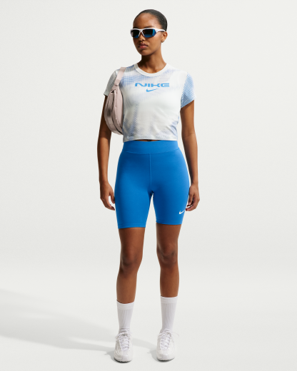 Nike Sportswear Classic Women's High-Waisted 20.5cm (approx.) Biker Shorts - Light Photo Blue/Sail - View 1