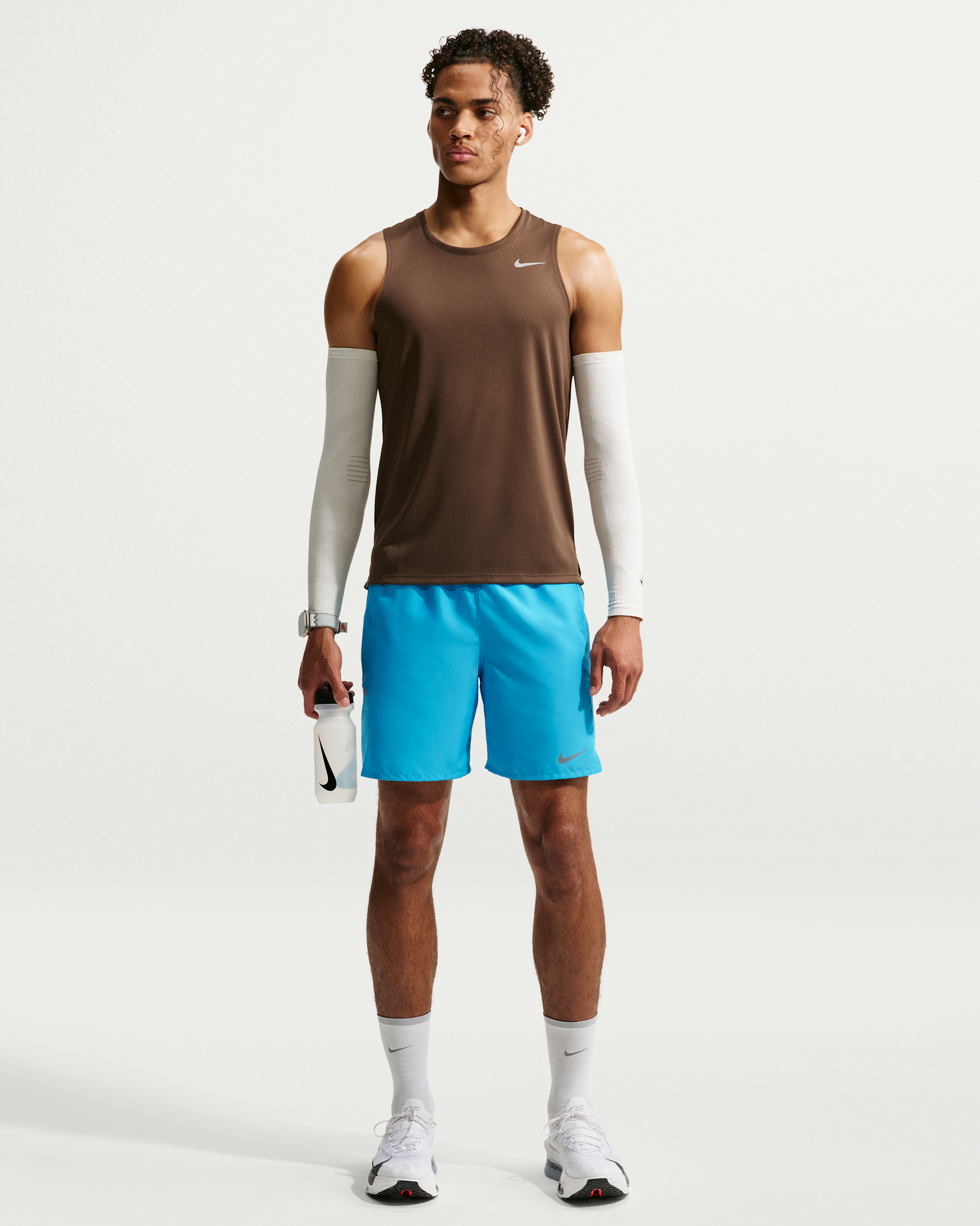 Nike Miler Men's Dri-FIT 18cm (approx.) Brief-Lined Running Shorts - Light Current Blue/Baltic Blue - View 1