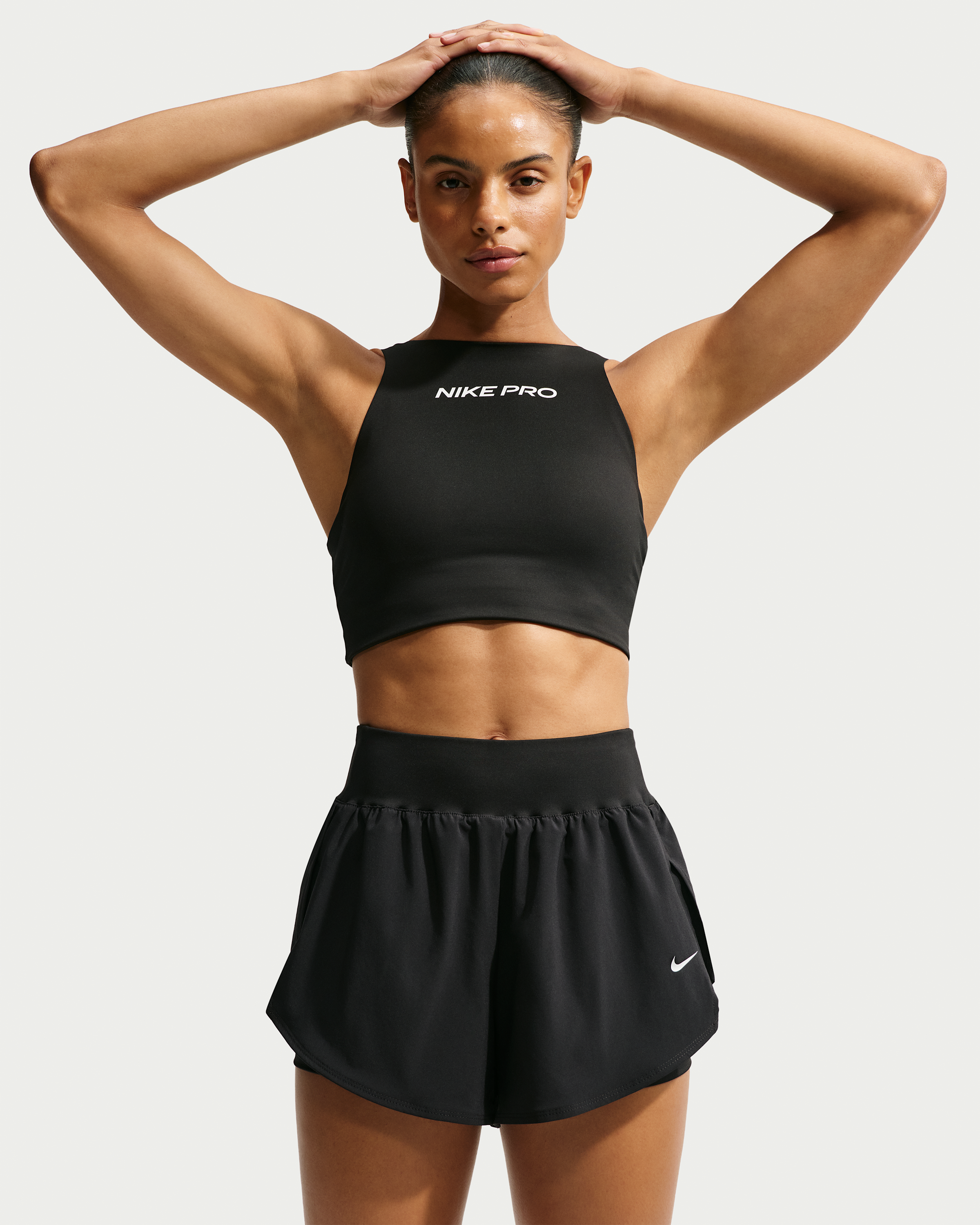 Nike Pro Sculpt Women's Dri-FIT High-Waisted 2-in-1 7.5cm (approx.) Shorts - Black/White - View 2