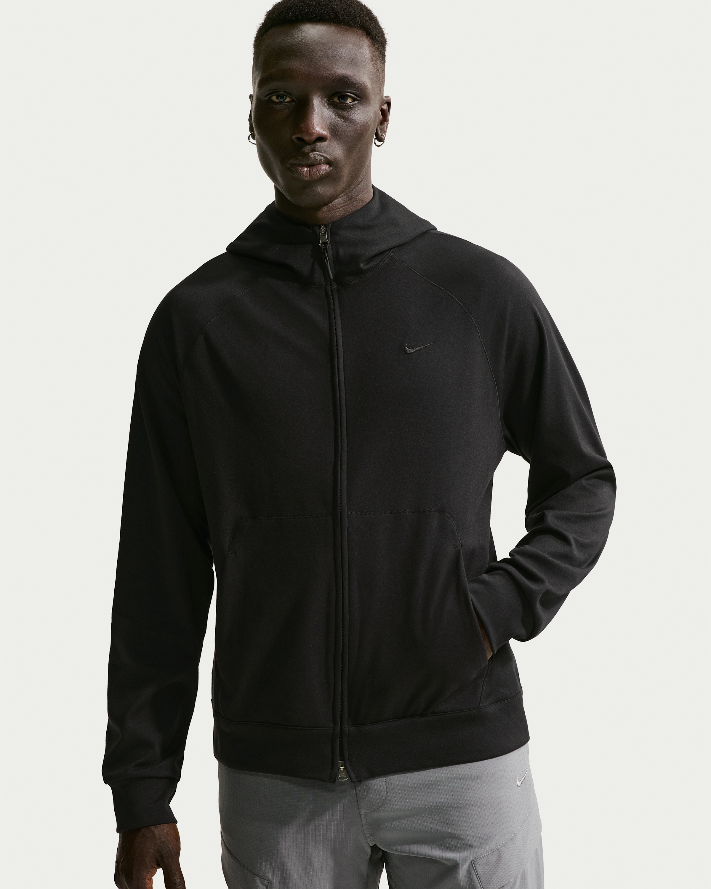 Nike Primary NanoKnit Men's Dri-FIT UV Protection Full-Zip Performance Hoodie - Black/Black - View 1