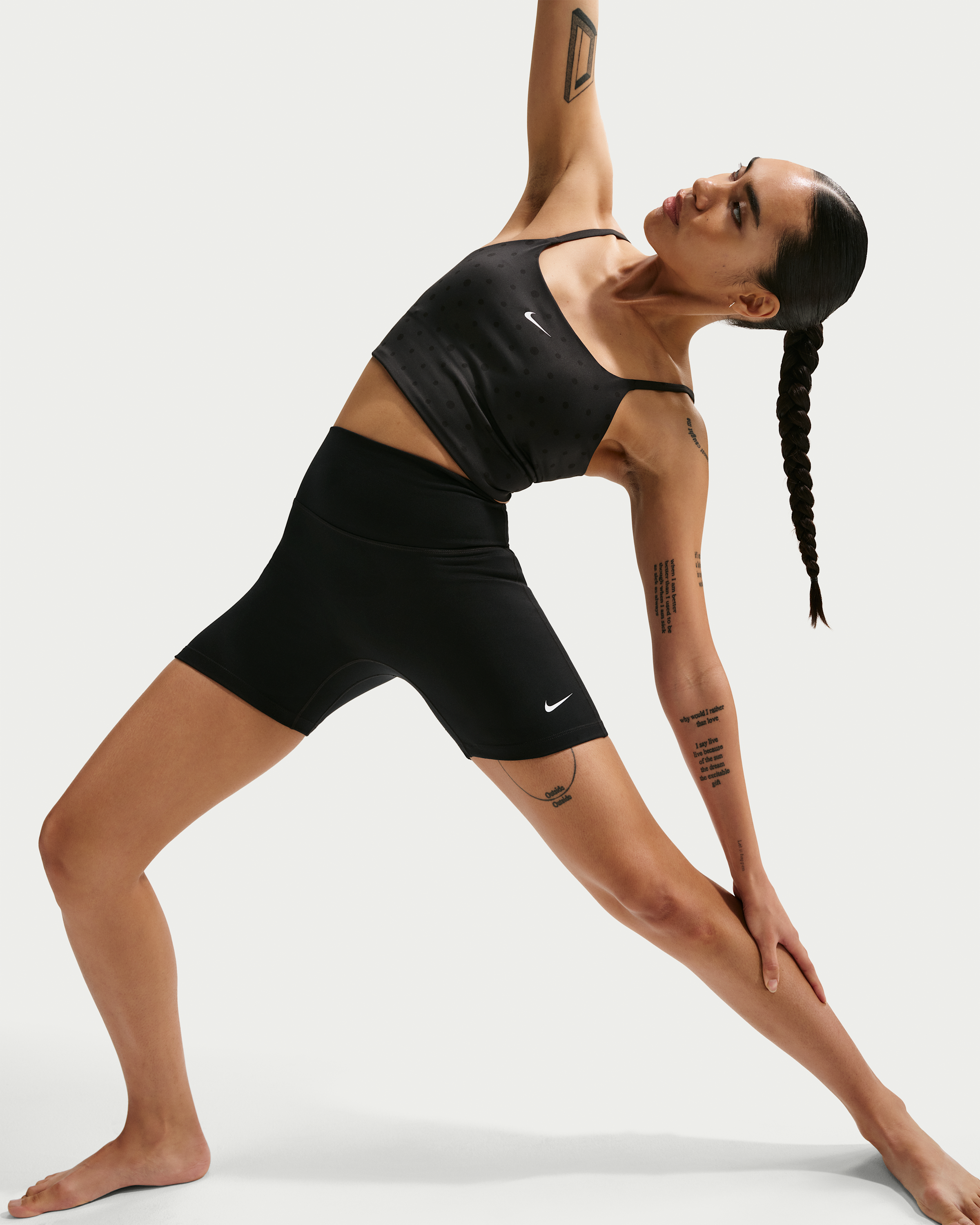 Nike One Women's High-Waisted 12.5cm (approx.) Biker Shorts - Black/White - View 4