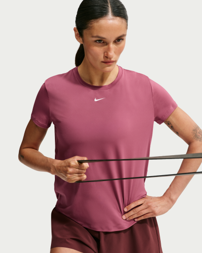 Nike One Classic Women's Dri-FIT Short-Sleeve Top - Pink Smoke/White - View 3