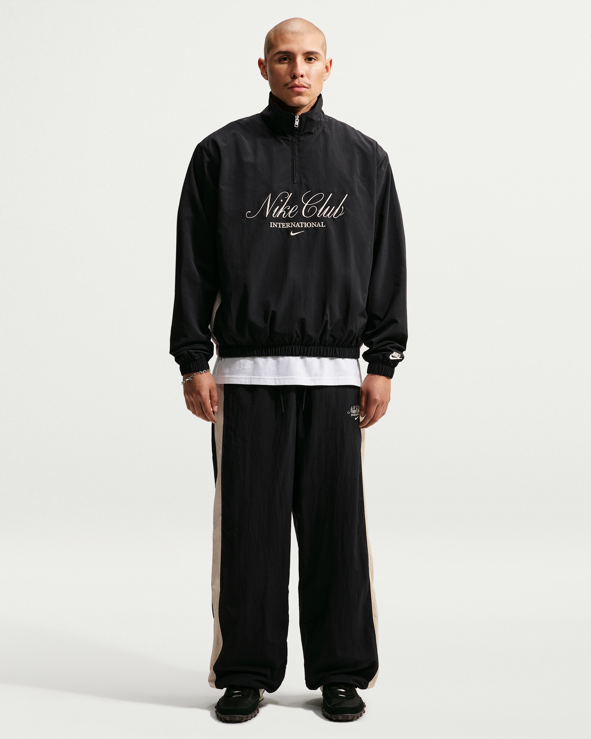 Nike Club Men's 1/2-Zip Jacket - Black/Sand Drift/Sand Drift - View 4