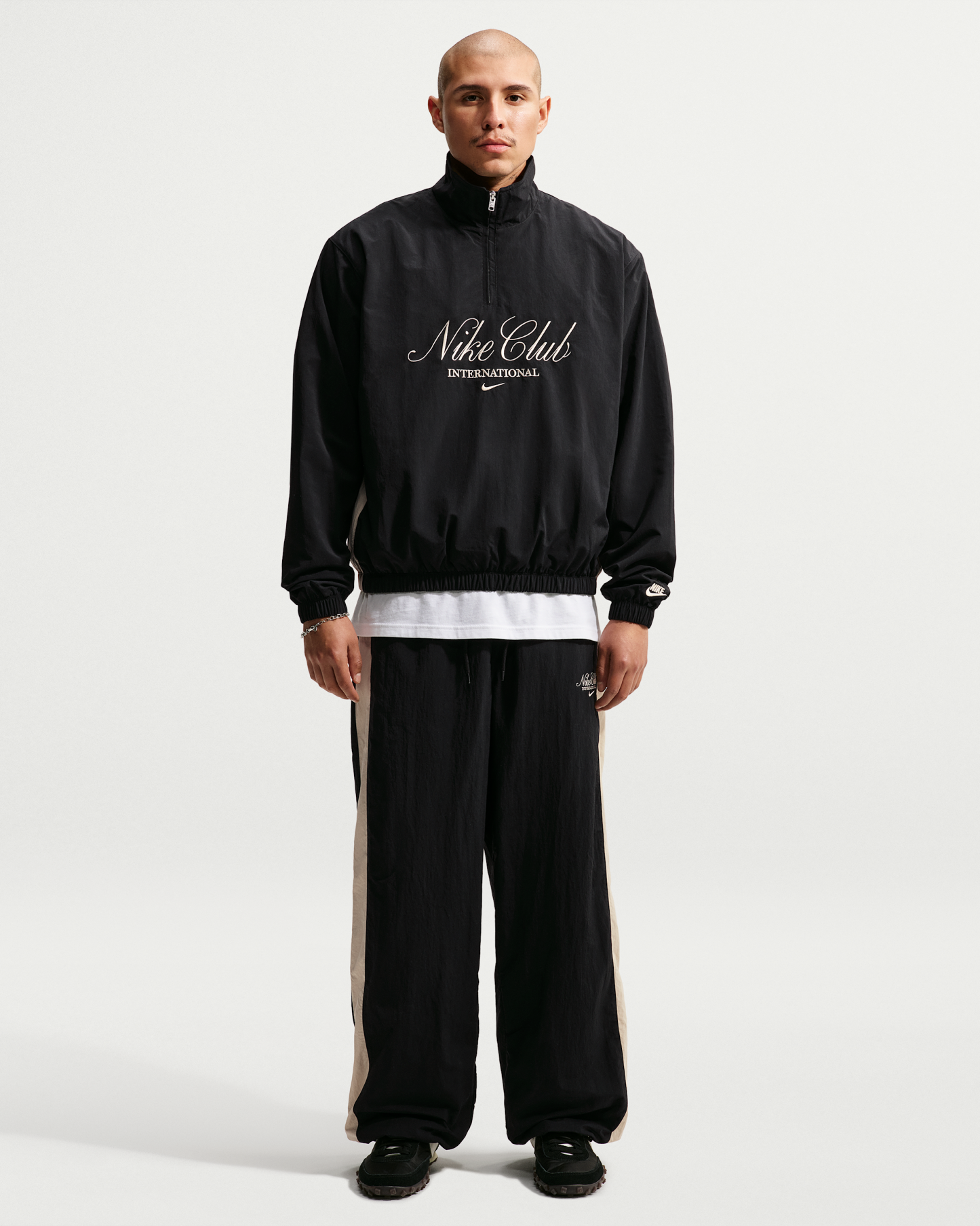 Nike Club Men's 1/2-Zip Jacket - Black/Sand Drift/Sand Drift - View 4