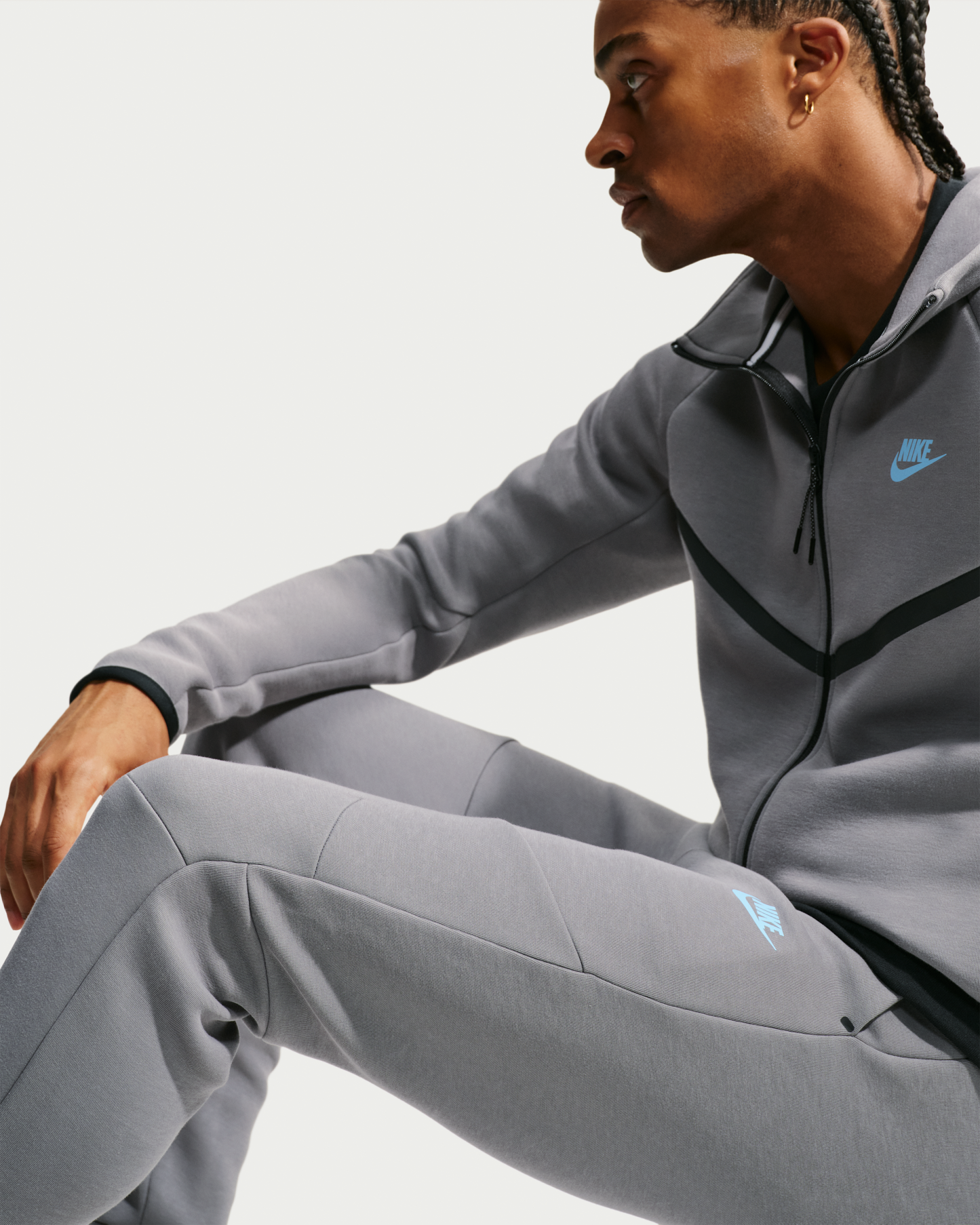 Nike Tech Men's Fleece Joggers - Smoke Grey/Football Blue - View 4