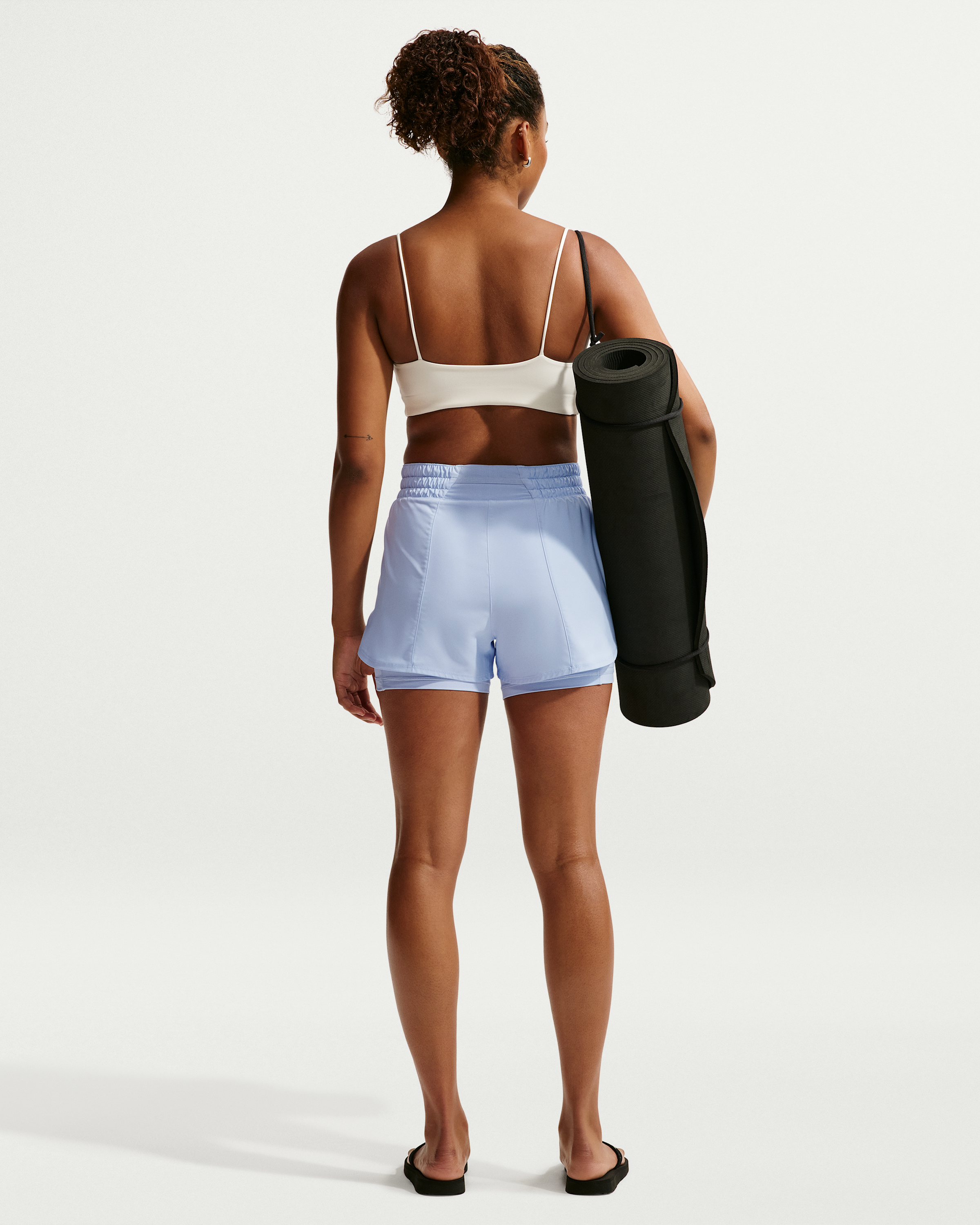 Nike One Women's Dri-FIT High-Waisted 8cm (approx.) 2-in-1 Shorts - Hydrogen Blue/White - View 5